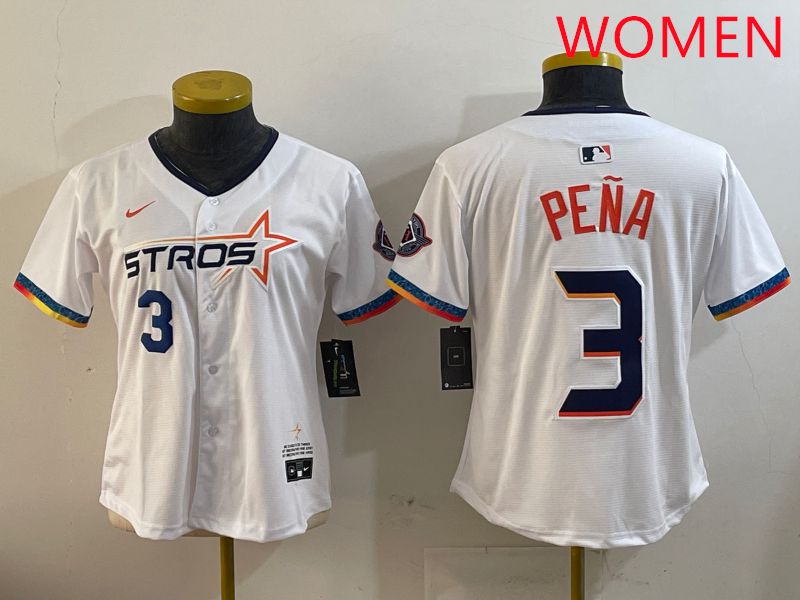 Women Houston Astros #3 Pena White Fourth generation Joint Name 2025 Nike MLB Jersey style 1->women mlb jersey->Women Jersey